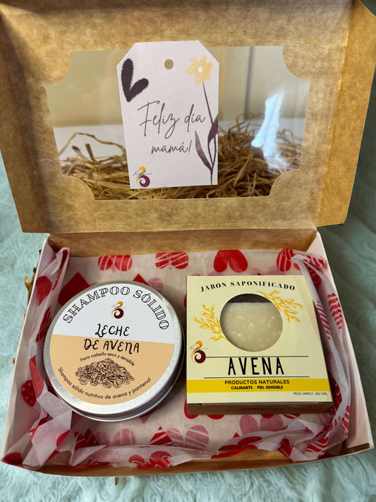 Pack regalo shampoo sólido y jabón de avena - cuidado capilar y piel sensible