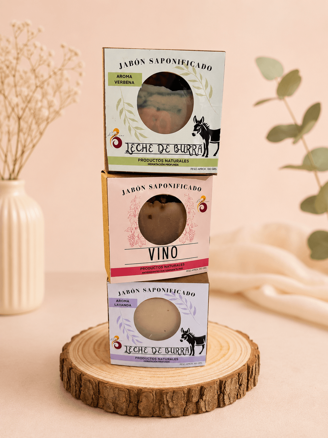 Pack 3 jabones de leche de burra y vino  - hidratación profunda para la piel