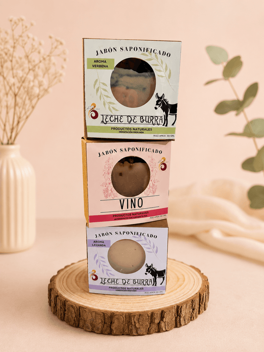 Pack 3 jabones de leche de burra y vino  - hidratación profunda para la piel