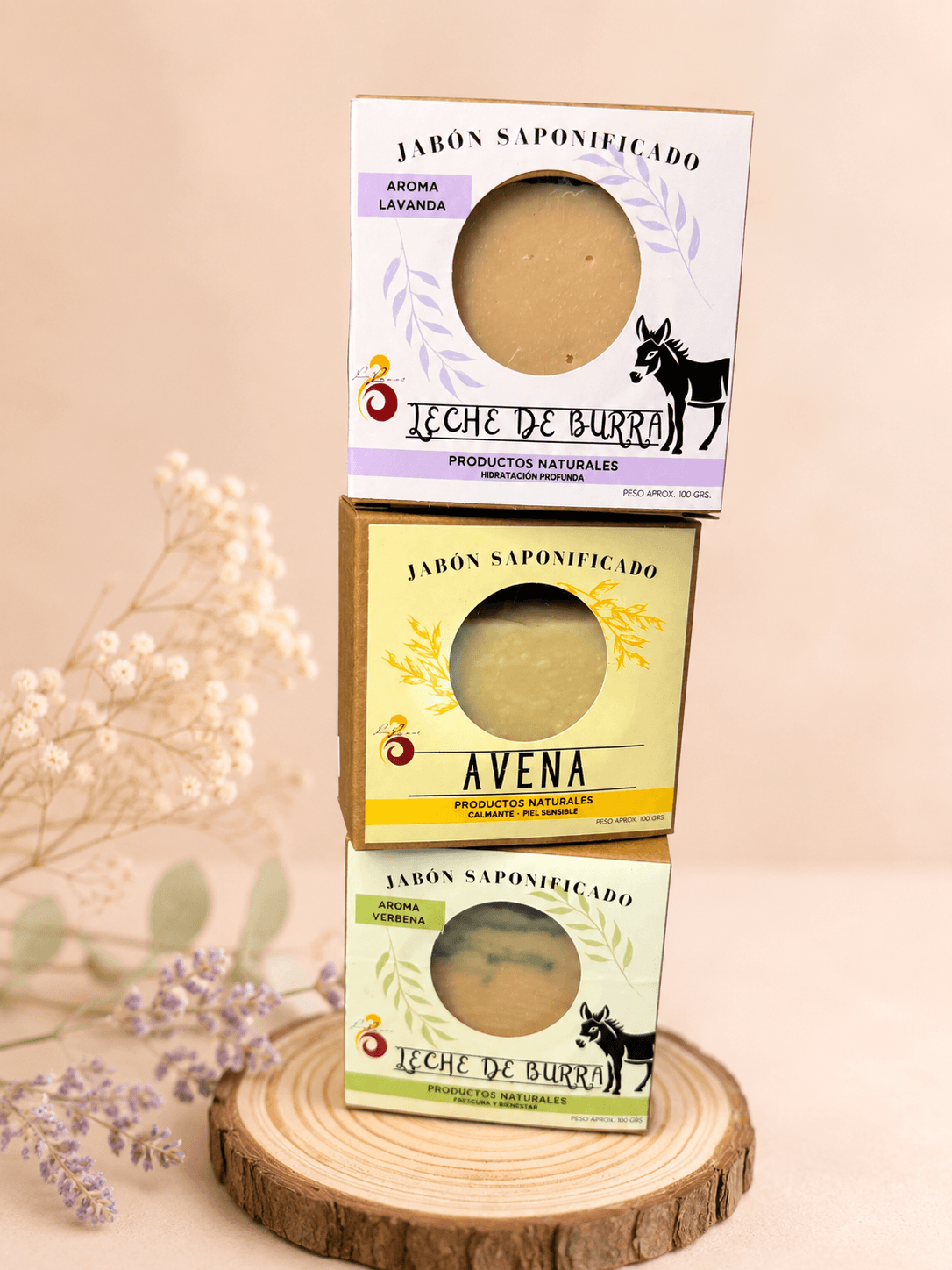 Pack 3 jabones de leche de burra y avena - hidratación profunda para la piel
