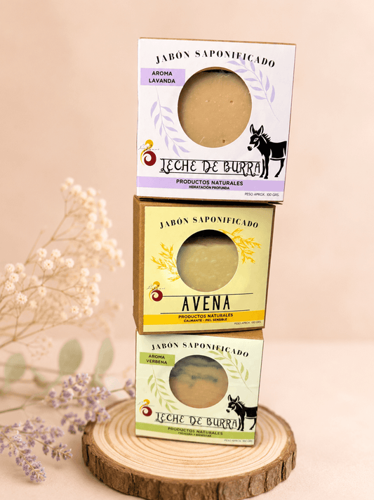 Pack 3 jabones de leche de burra y avena - hidratación profunda para la piel