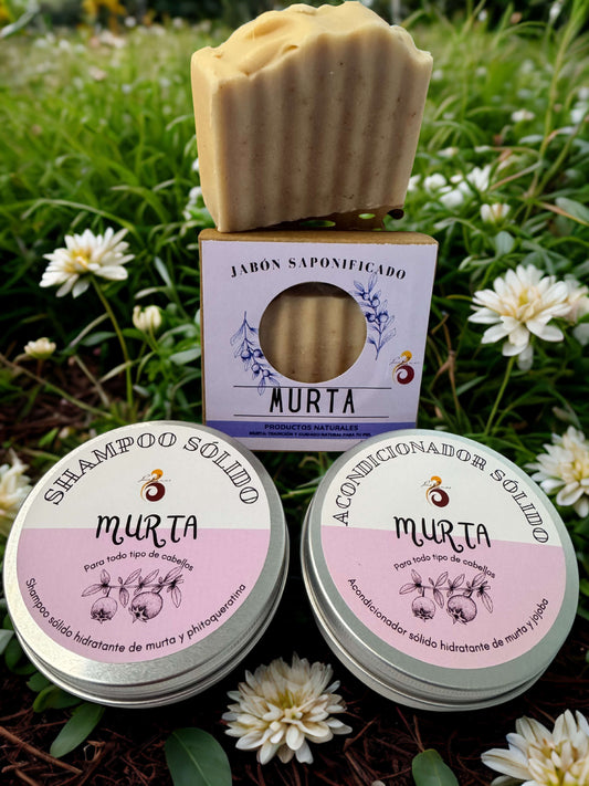 Pack murta natural - jabón, shampoo y acondicionador revitalizante