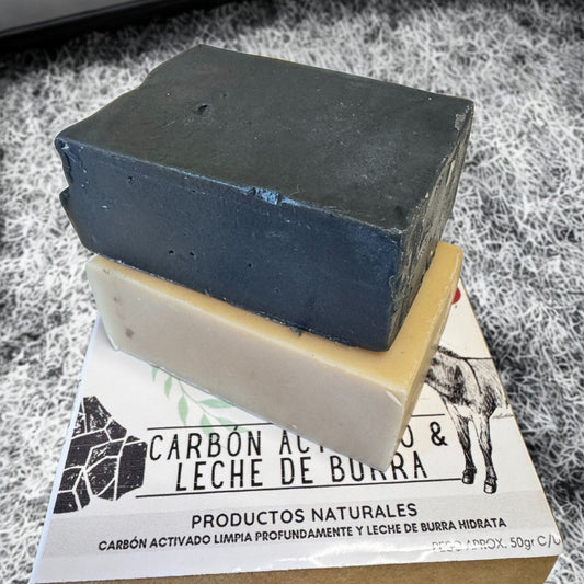 JABON CARBON ACTIVADO + LECHE DE BURRA -- DUO ANTI ACNE