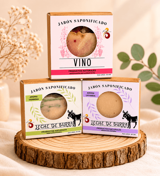 Pack 3 jabones de leche de burra y vino  - hidratación profunda para la piel