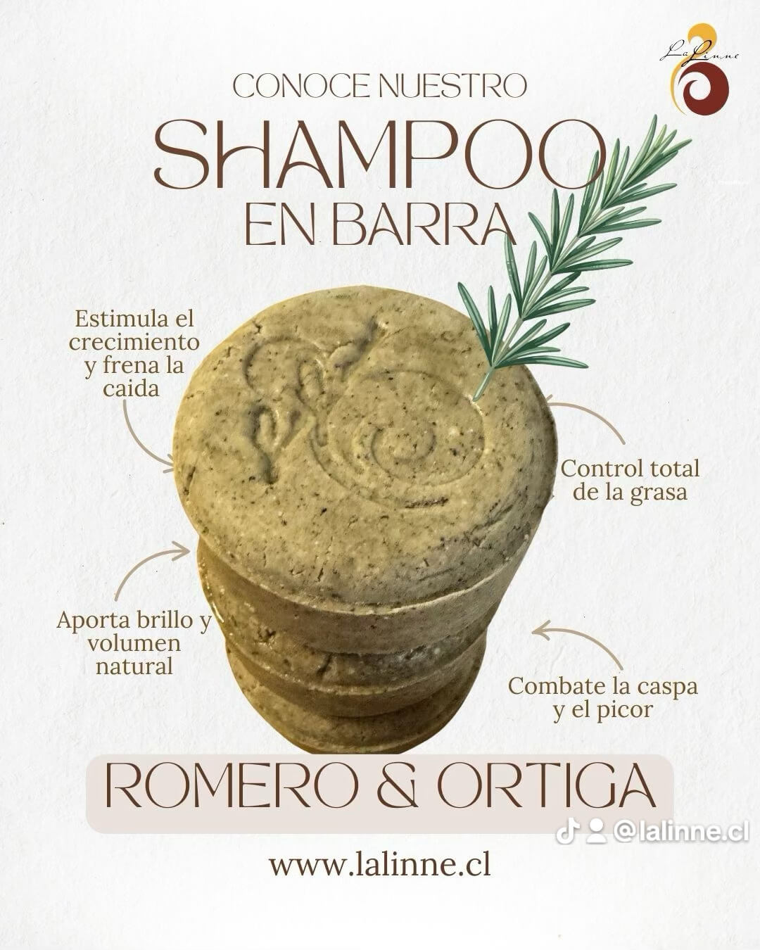 Shampoo sólido de romero y ortiga . fortalece y estimula el crecimiento del cabello