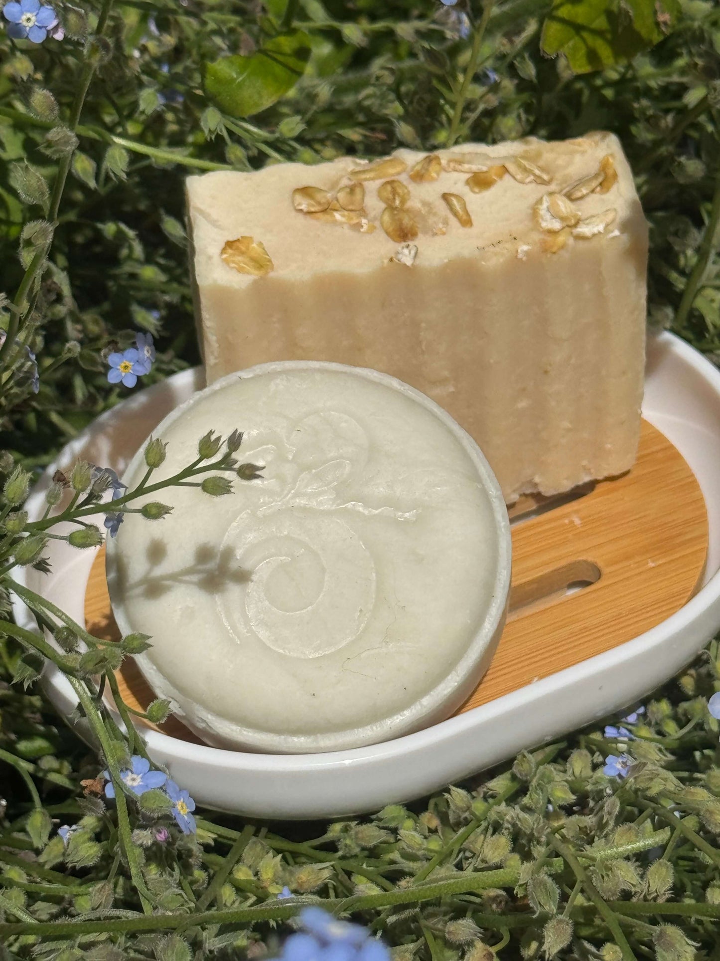 Pack regalo shampoo sólido y jabón de avena - cuidado capilar y piel sensible