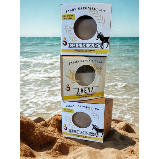 Pack 3 jabones de leche de burra y avena - hidratación profunda para la piel