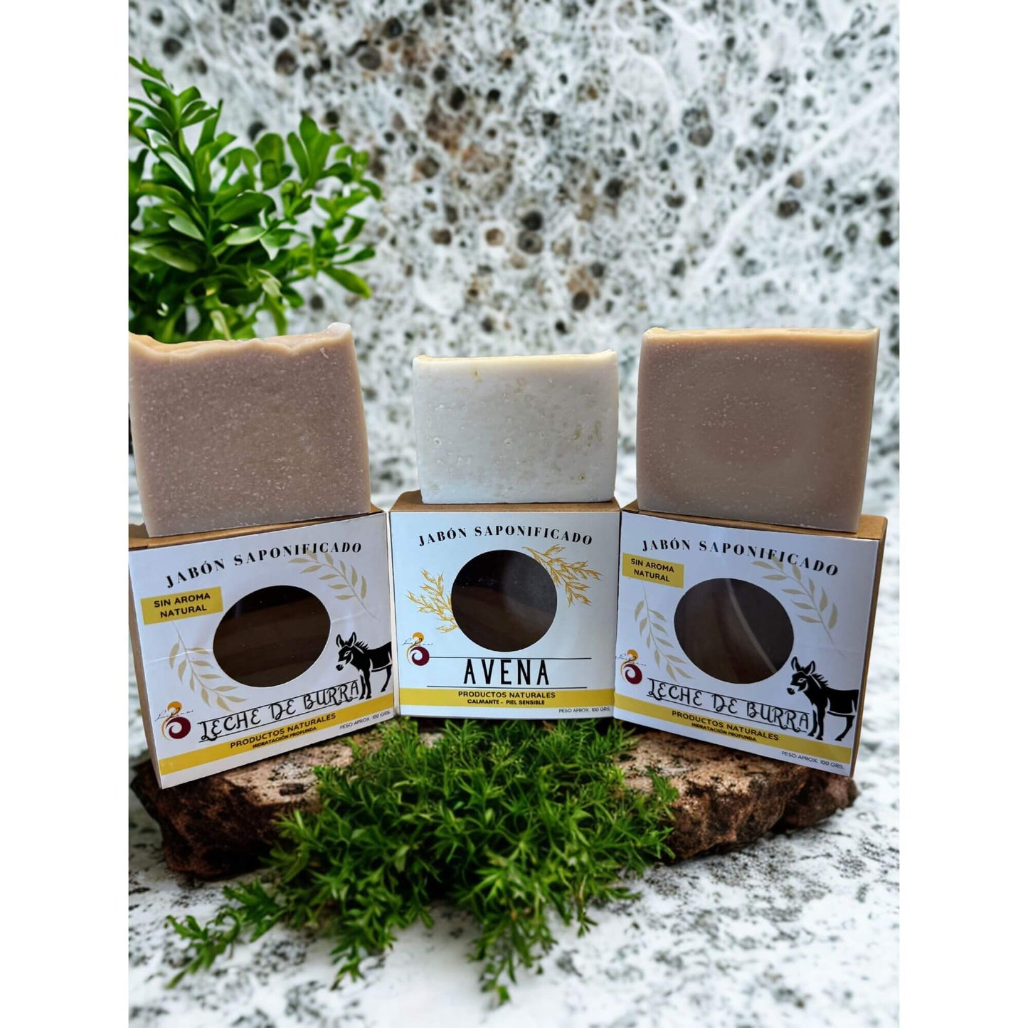 Pack 3 jabones de leche de burra y avena - hidratación profunda para la piel